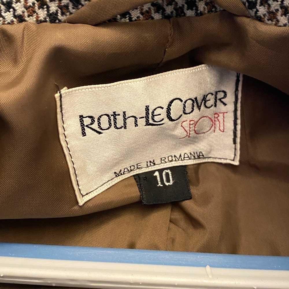 Vintage Roth-Lecover Black and Brown Houndstooth Blazer wool/polyester - Picture 4 of 13